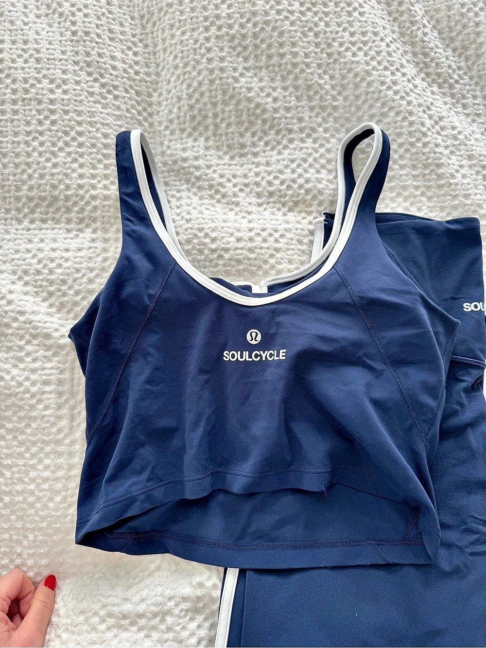 Lululemon SoulCycle Athletic Crop Top & Leggings Set in Blue Like New